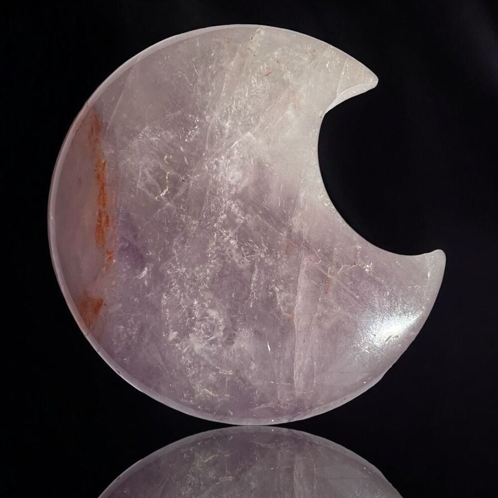 Amethyst Crystal Crescent Moon Carving Meditation Stone
